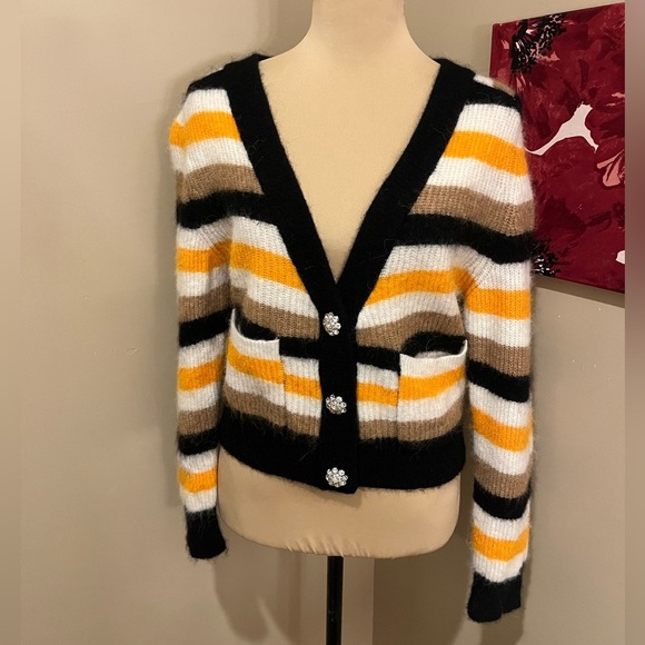 Ganni Soft Wool StripedKnit - Tiger's Eye, Alpaca & Merino Wool Blend, size M - Picture 3 of 13